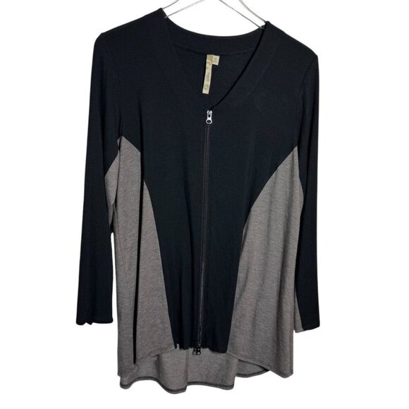 Comfy USA Tunic Top womens size medium black gray swing full zip lagenlook boxy - Picture 1 of 5